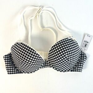 NWT Rose + Vine Women’s Push up Underwire Bra •Black/White Gingham•Size 34B/32C